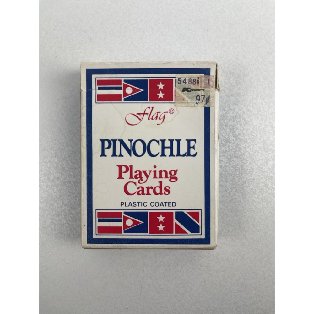 Vintage Pinochle‎ Playing Card Deck HOYLE Flag Plastic Coated Playing Cards